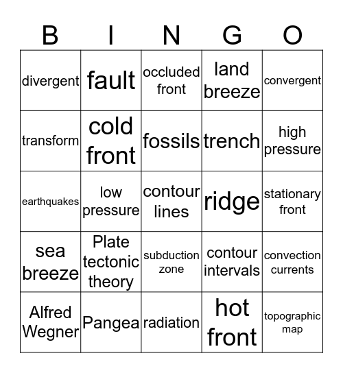 Earth Bingo Card