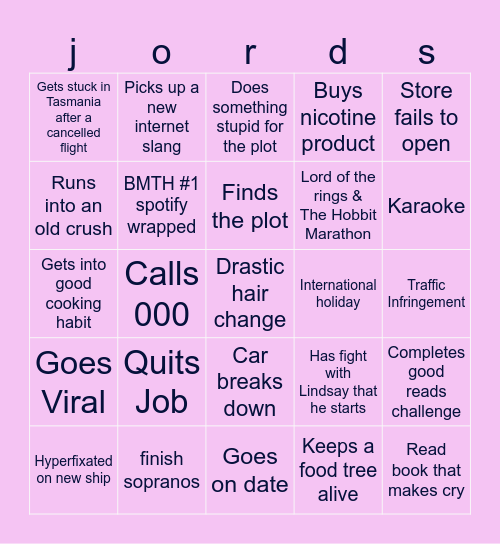 Jordyn (2024) Bingo Card
