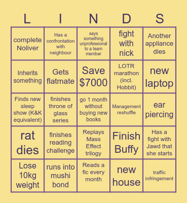 Lindsay 2024 Bingo Card