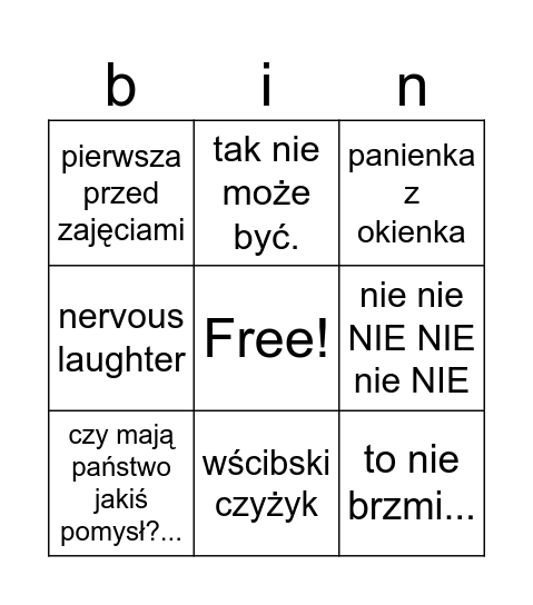 favourite lesson 🤩 Bingo Card
