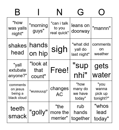 Chris-isms Bingo Card