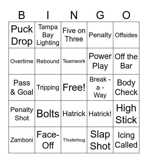 Bolts Bingo Card