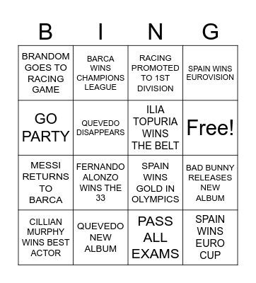 2024 BINGO CARD Bingo Card