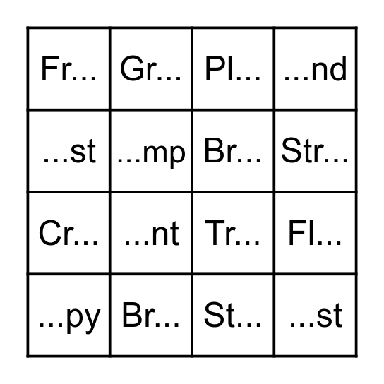 Phonics Bingo Card