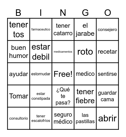 Salud Bingo Card