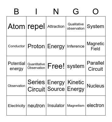 6th Grade Science Midterm Review Bingo Card