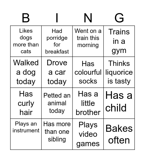 Find someone who.. Bingo Card