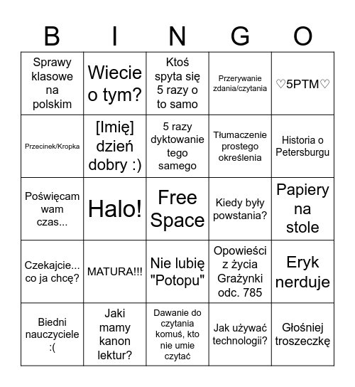 GRAŻA BINGO Card