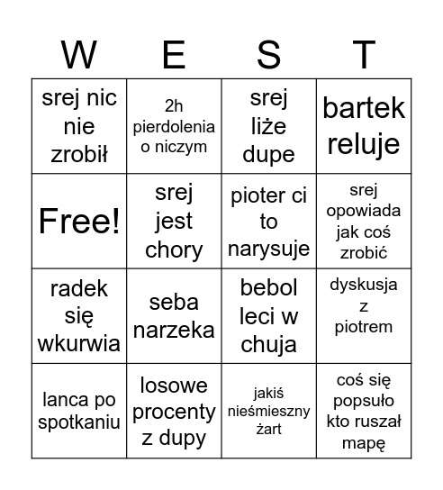 Blood west bingo Card