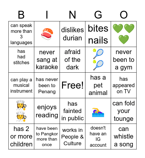 Come On Everybody Bingo! Bingo Card