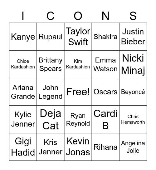 Met Gala Bingo Card