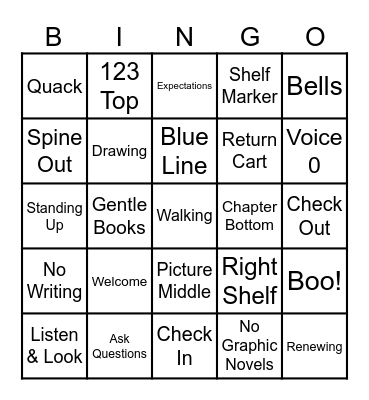 Library Bingo Set A Bingo Card