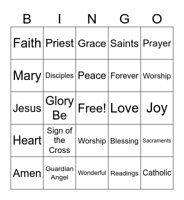 Prayer Bingo Card