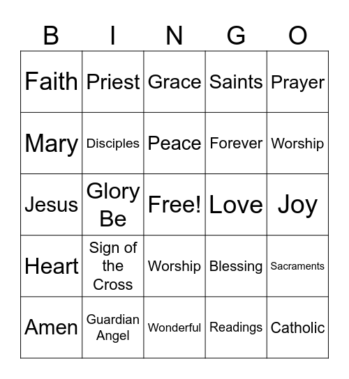 Prayer Bingo Card