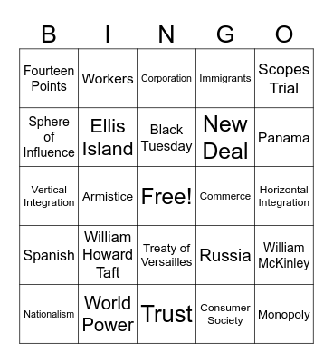 Exam Review USA Bingo Card