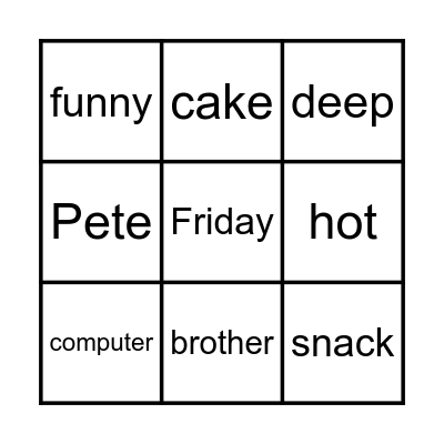 Bingo! Bingo Card