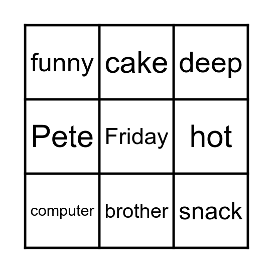 Bingo! Bingo Card