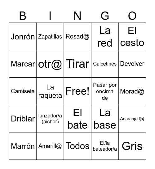 Deportes #3-5 Weekly Dozens Bingo Card