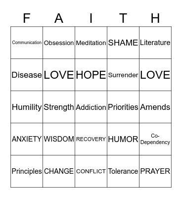 FAITH Bingo Card