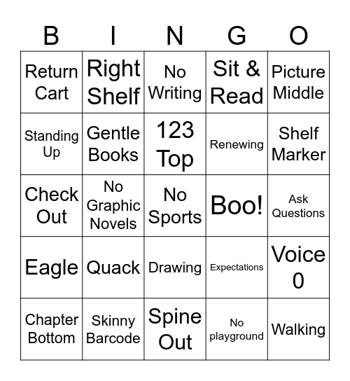 Library Bingo Set B Bingo Card