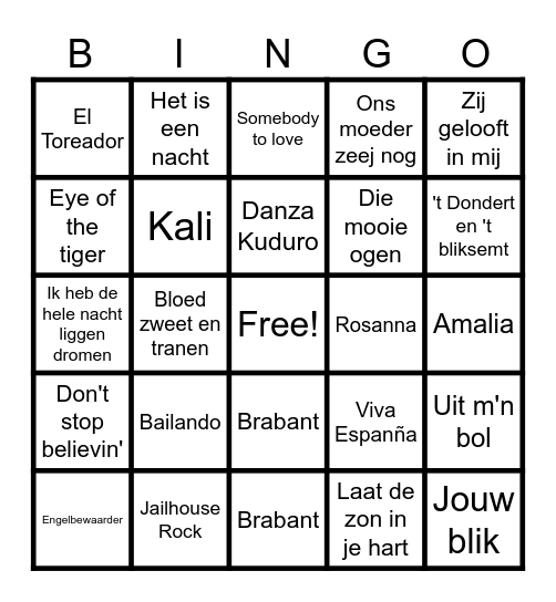 Nieuwjaars Muziekbingo Card