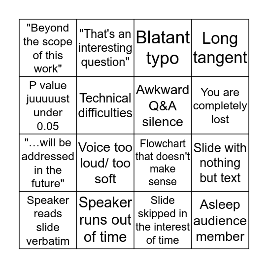 MSTP Speaker Bingo Card