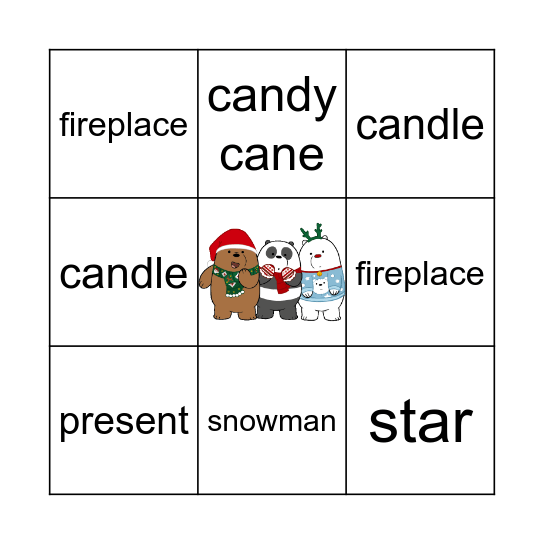 Junior 1 Xmas Bingo Card