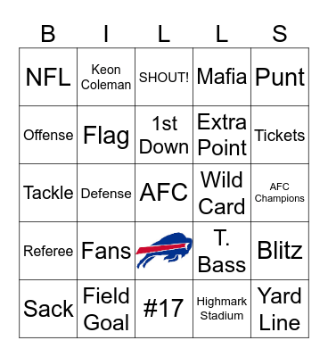 Buffalo Bills Bingo Card