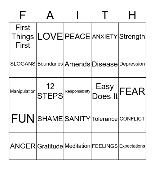 FAITH Bingo Card