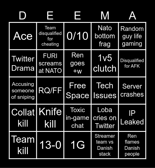 RMR Bingo Card