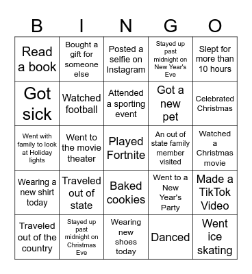 Back to School Bingo Card