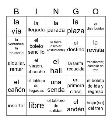 2C3: En tren Bingo Card