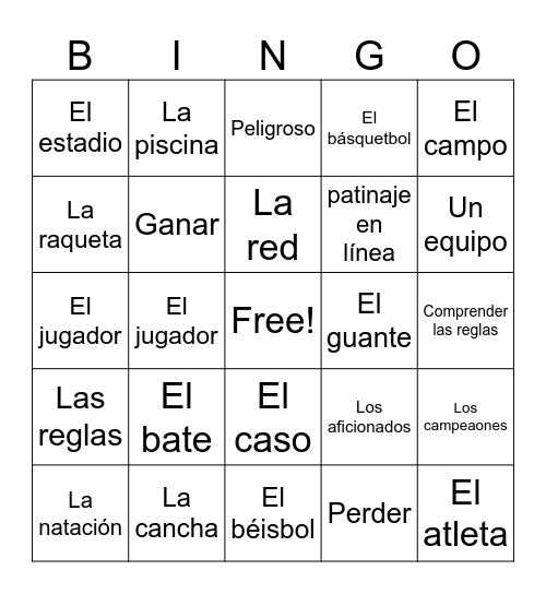 Mi deporte favorito Bingo Card