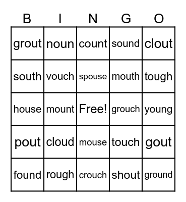 OU Vowel Team Bingo Card
