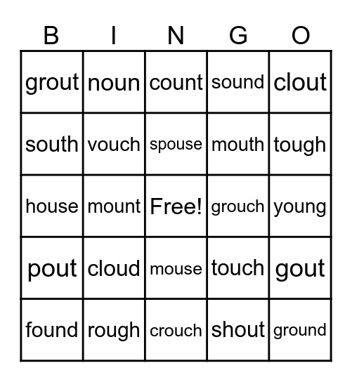 OU Vowel Team Bingo Card