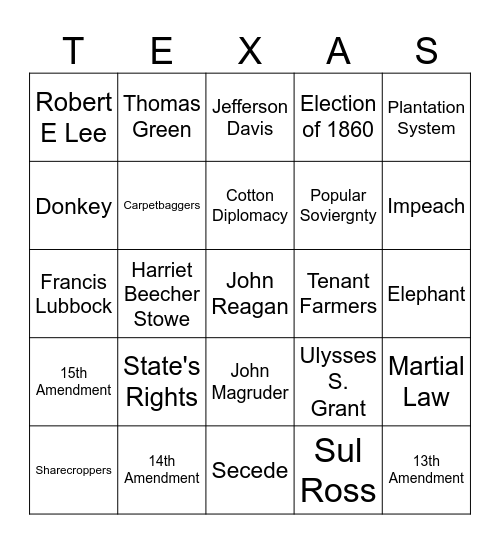 Unit 5 Vocabulary Bingo Card