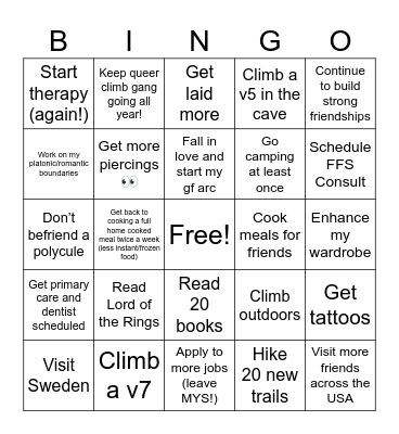 Liv’s 2024 Bingo Card