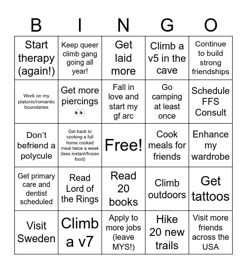 Liv’s 2024 Bingo Card