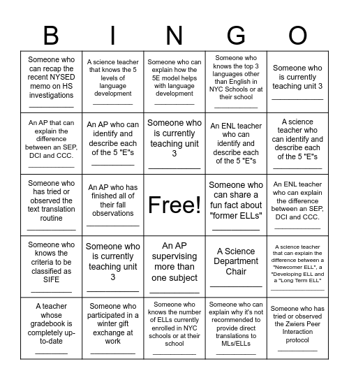 January Networking and Collaboration Bingo! (No Internet look up allowed!!) Bingo Card