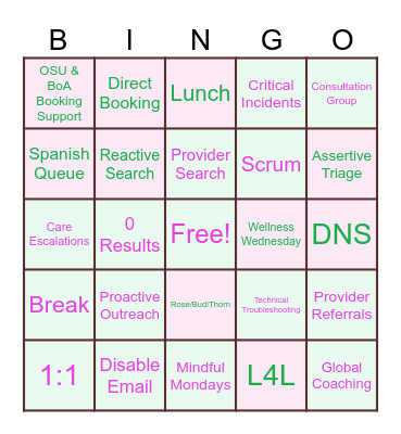 CA Bingo Card