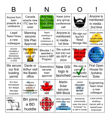 GSI Development Team - 2024 Bingo Card