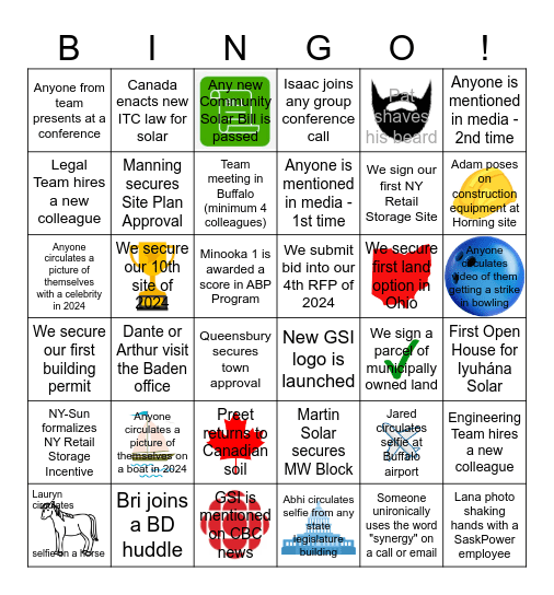 GSI Development Team - 2024 Bingo Card