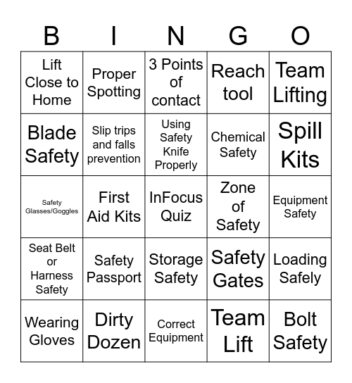 Safe Bravo BINGO Card