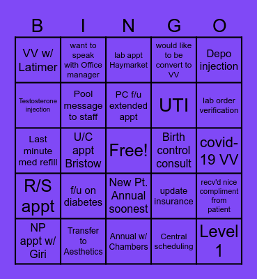 Bull Run Winter Bingo Card
