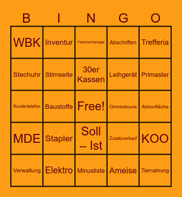 Globus Bingo Card