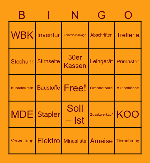 Globus Bingo Card