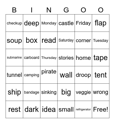 Grace and the Box Bingo Card