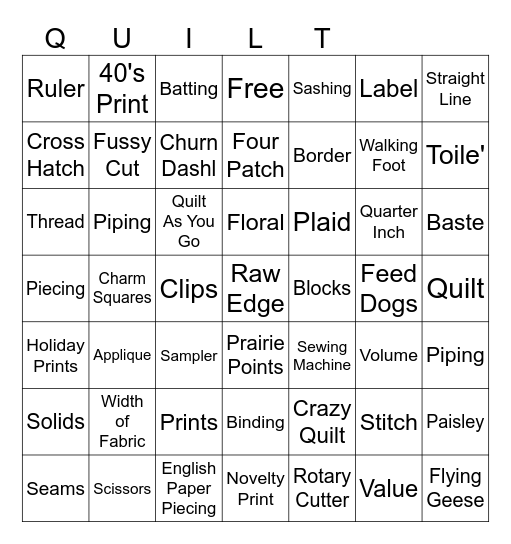 Quilt Bingo Card