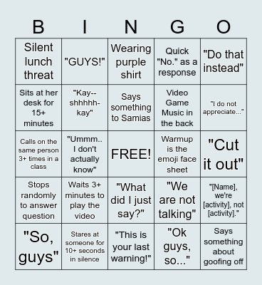 Ms. Fisk Bingo Card
