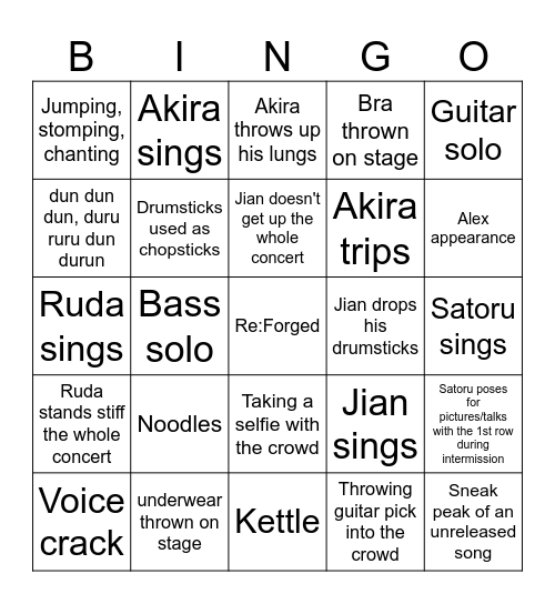 Re:Forged Bingo Card